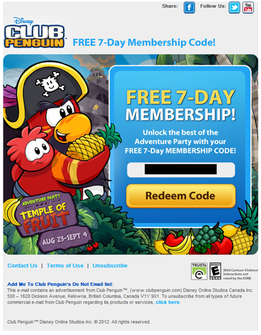 Disney CP Free 7 Day Membership Email